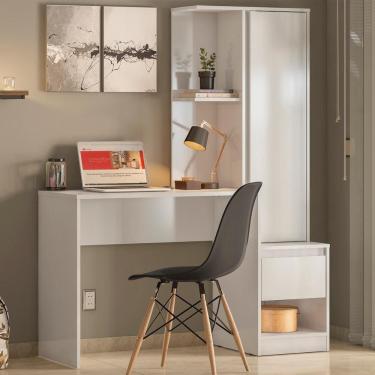 Imagem de Escrivaninha Com Armario 1 Porta 1 Gaveta 1 Nicho Office Morada - Branco
