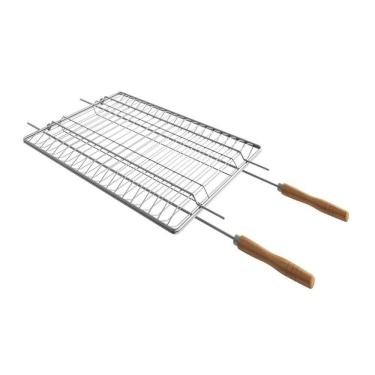 Imagem de Grelha Dupla Aramada Para Churrasco E Peixe Em Aço Cromado 84x35 Cm