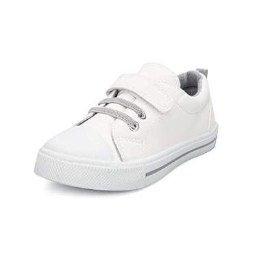 Imagem de K KomForme Tênis infantil de lona para meninos e meninas, tamanho 4-13, Branco, 25 BR