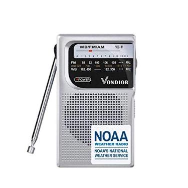 Imagem de Rádio meteorológico NOAA - Rádio portátil de emergência NOAA/AM/FM operado por bateria com melhor recepção e transistor de maior duração. Alimentado por 2 pilhas AA com soquete de fone de ouvido mono,