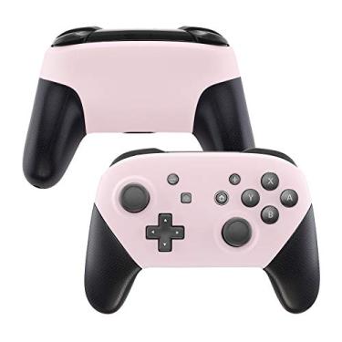 Imagem de eXtremeRate Sakura — Placa frontal e placa traseira rosa para controle Nintendo Switch Pro, capa de substituição de toque macio para Nintendo Switch Pro – controle não incluído
