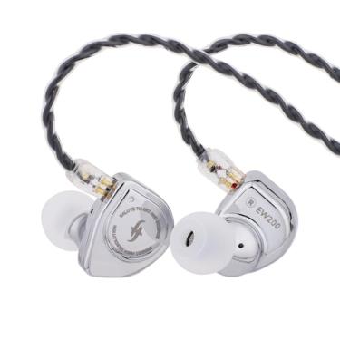 Imagem de Linsoul Fones de ouvido intra-auriculares SIMGOT EW200 10 mm SCP com diafragma dinâmico com corpo todo de metal, cabo OFC destacável banhado a prata de 0,78 mm de 2 pinos para músicos audiófilos