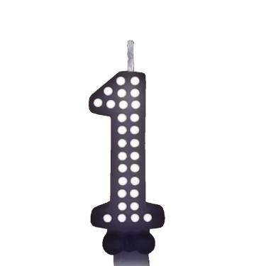 Imagem de Vela De Aniversário Poá Preto - N1