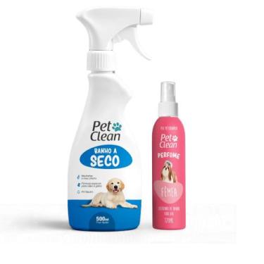Imagem de Kit banho a seco + perfume para caes gatos cachorro higiene completa P