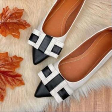 Imagem de Sapatilha Couro fino preta e branca N38 - Babyloo