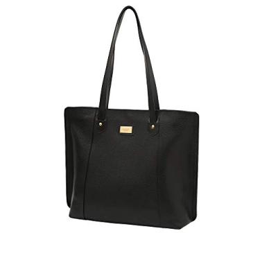 Imagem de Bolsa Shopping Bag Feminina Mariart Couro Legítimo Alça Ombro 5210 (Preto)