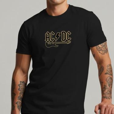 Imagem de Camiseta Masculina AC DC Banda Rock Clássico Estampa Guitarra Algodão 