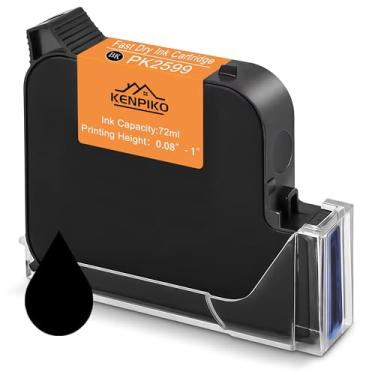 Imagem de Kenpiko Cartucho de tinta preto de secagem rápida de 72 ml PK2599 para impressora a jato de tinta portátil de 2,5 cm de altura de impressão KP008, cartucho de tinta de secagem rápida solvente de 25,4