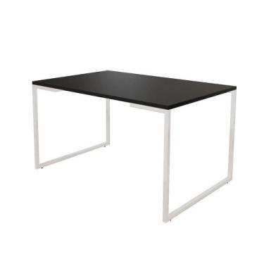 Imagem de Mesa De Jantar Industrial Base Ferro Branco Tampo 137X90 Preto Cor: Pr