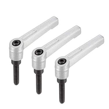 Imagem de uxcell M6 x Alavanca de aperto ajustável de 30 mm Botão de pressão de rosca catraca macho puxadores de parafuso de liberação rápida Parafusos com alavanca de bloqueio Tom prateado 3 peças