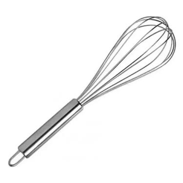 Imagem de Batedor Manual Fouet Aço Inoxidável Profissional para Claras Massas Bolos Cremes Chantilly Versátil Leve Fácil LImpeza 29 cm Premium