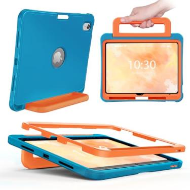 Imagem de INFILAND Capa infantil para iPad A16 11 polegadas 2025 (11ª geração), iPad 10ª geração (10,9 polegadas 2022), capa protetora de silicone durável à prova de choque com suporte/alça para lápis
