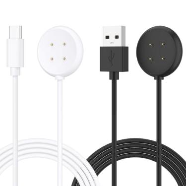 Imagem de Pacote com 2 cabos de carregador magnético USB A+USB C para carregador Google Pixel Watch 3/Pixel Watch 2, cabo de carregamento rápido, base magnética para Pixel 2/3 (preto/branco)