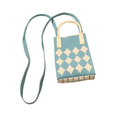 Imagem de Bolsa de ombro de corrente sacola de compras de tecido com nó de pulso casual (azul claro), Azul claro