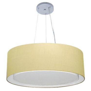 Imagem de Lustre Pendente Cilíndrico Duplo Md-4126 Cúpula Em Tecido 80x30cm Algodão Crú - Bivolt