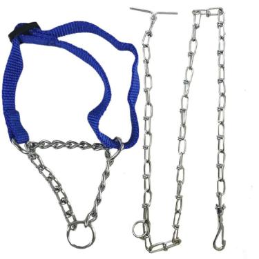 Imagem de Coleira Ajustavel Cachorro Dog Kit Guia Passeio Corrente