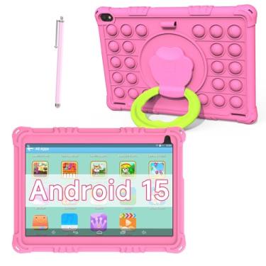 Imagem de Tablet infantil Android 15, tablets de 10 polegadas para crianças, 8 GB de RAM, 32 GB de ROM, expansão de 1 TB, tablet infantil com controle parental, tela IPS, câmera dupla, educacional, jogos, capa