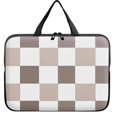 Imagem de Capa universal para tablet laptop de 10 polegadas, bolsa de transporte fina xadrez marrom bolsa de viagem para laptop bolsa durável para notebooks/notebook/tablets infantis/iPad/leitores de eBook de 7