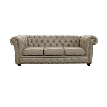 Imagem de Sofá Chesterfield De Couro 3 Lugares Avelã - Mempra