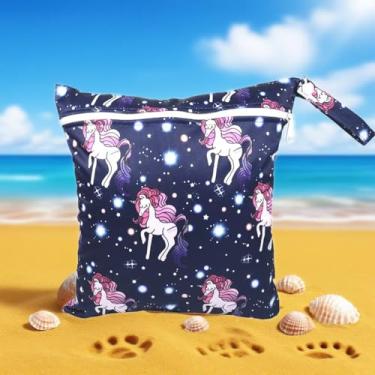 Imagem de 1 bolsa impermeável impressa, bolsa de fraldas reutilizável, roupas molhadas para academia, ioga, roupa de banho, lenços de água, bolsa de armazenamento de fraldas de pano de bebê e zíper com alça de