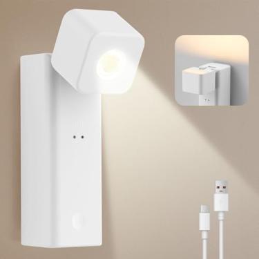 Imagem de Arandela de parede recarregável de 4000 mAh, pacote com 1, lâmpada de leitura LED regulável para os olhos, luz noturna com sensor de movimento portátil, luz de parede multifuncional com controle de