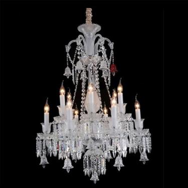 Imagem de Lustre de cristal branco de luxo europeu com LED para sala de estar, restaurante, quarto, hotel, villa, duplex, loja de roupas, salão de beleza (12 lâmpadas)