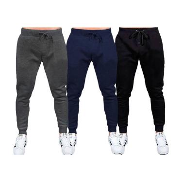 Imagem de Kit 3 Calças Moletom Masculinas Lisas Benellys-Masculino