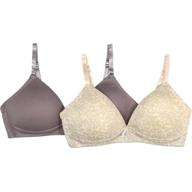 Imagem de Tahari Pacote com 2 sutiãs sem fio moldados para meninas, Oncinha cinza, 34A