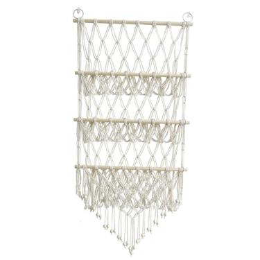 Imagem de Stuffed Animal Hammock Stuffed Toy Net Boho Macrame Decor Organizer Holder Wall Hanging Storage for Kids Bedroom Living Room, Pink/389(Beige)