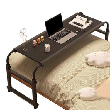 Imagem de Mesa sobreposta com rodas, mesa móvel de altura ajustável sem defletor/com defletor 120/140 x 40/50 cm ajuste de altura 65-95 cm preto 140 x 40 cm