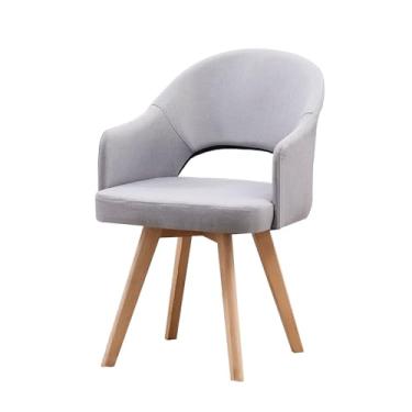 Imagem de Cadeiras giratórias modernas, cadeiras de jantar de meados do século com apoio de braço e pernas de madeira maciça preta para casa, escritório, cozinha, 1 peça