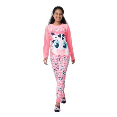 Imagem de Pijama Manga Longa Viscolycra Feminino Vaca Romântica - Puket, PP