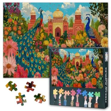 Imagem de Puzzles Games - Temple Garden - Vibrant Flowers and Birds- 1000 Piece Jigsaw Puzzle for Adults - Peacocks Challenging Puzzle for Game Nights - Puzzles Finished Size is 20 X 27 inch