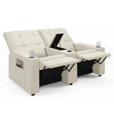 Imagem de Poltrona Do Papai Reclinável Cinema 2 Lugares Manual Baú Usb Haifa F05