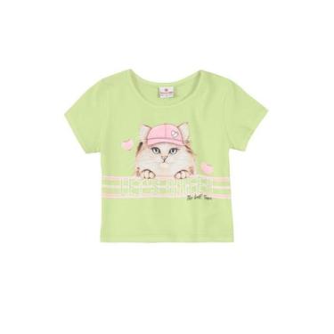 Imagem de Blusa cropped neon infantil menina de gatinho Brandili Verde, Verde, 6