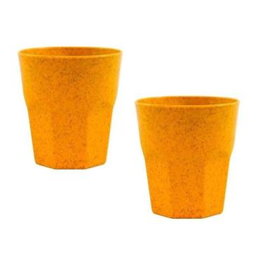 Imagem de Kit 2 Copos Mini Roma Fibra Madeira Amarelo 300Ml - Bb Store