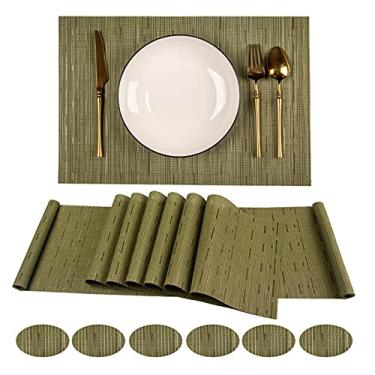 Imagem de Conjunto de Mesa Jantar 16 Peças Runner Guardanapos Porta-copos PVC -derrapante Resistente ao Calor Lavável a Manchas para em Família Casa Cozinha Fes