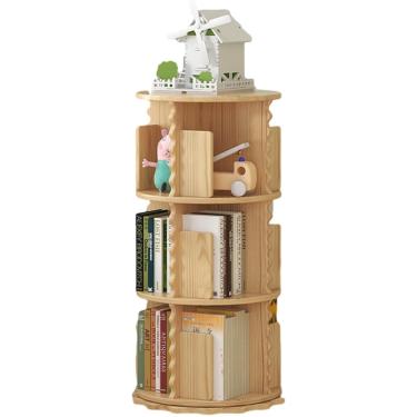 Imagem de Estante Giratória Prateleira De Armazenamento Independente, Estante Giratória De 360 ° Estante Redonda Organizador De Revistas, Para Sala De Estar De Escritório Em Casa, Wood, 50.5 * 97cm