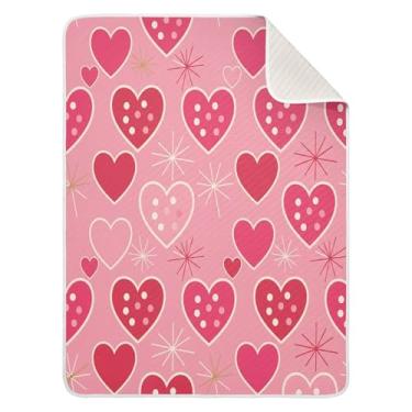 Imagem de Wassud Cobertor de bebê corações fogos de artifício para meninos e meninas, cobertor macio de algodão essencial para recém-nascidos, cobertor aconchegante para berçário, viagem, berço, carrinho 76 x