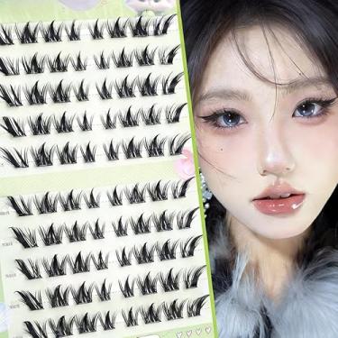 Imagem de Cílios postiços longos densos e espessos, 4 tamanhos, 80 peças/caixa autoadesiva, estilo olho de raposa