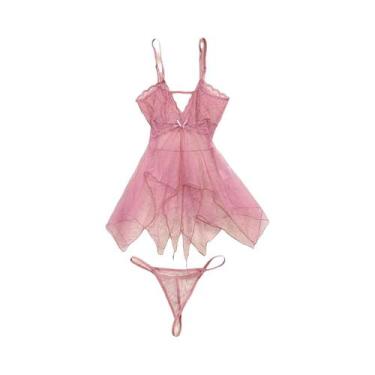 Imagem de Conjunto De Sutiã E Calcinha De Renda Transparente Bordada, Lingerie F
