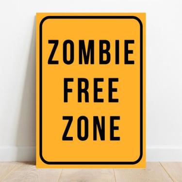 Imagem de Placa Decorativa Zombie Free Zone - TaColado, 40x60cm