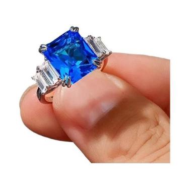 Imagem de Alianças De Casamento Femininas Elegantes Com Pedra CZ Em Formato Geom