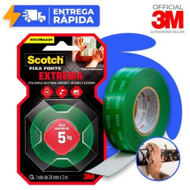 Imagem de Fita Dupla Face 3M Original Extrema Fixa Forte 24mm X 2m Para Parede F