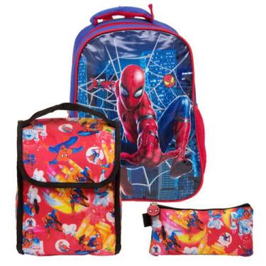 Imagem de Kit Mochila Escolar Infantil Homem Aranha Marvel De Costas