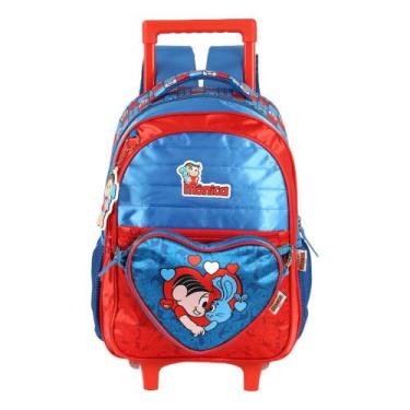 Imagem de Mochila Infantil Com Carrinho Turma Da Mônica Escolar Rodinhas -, Azul