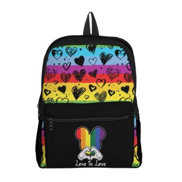 Imagem de Mochila com Bolso Escolar Infantil Avulsa Mickey e Minnie Menina  - Th