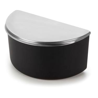 Imagem de Saleiro De Mesa Cozinha Grande 1 Kg Tampa Inox Corpo Preto