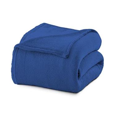 Imagem de Cobertor Manta Microfibra Liso Macio Queen 220x240 Cor: Azul