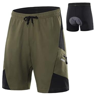 Imagem de Tingpai Shorts de bicicleta acolchoados 2 em 1 com bolsos shorts masculinos respiráveis pa treino de ciclismo